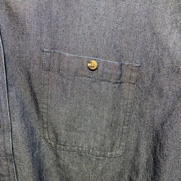 LL Bean Women Plus Gorpcore Tencel Blend Denim Button Down Cowgirl Shirt Size 2X - Picture 2 of 7